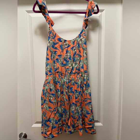 NWT $98R Free People Dear You Backless Mini Dress. Size L. Orange Floral - Picture 8 of 9